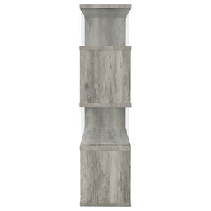 English Elm Elias Zigzag 4-Shelf Bookcase with Tempered Glass Panels Grey Driftwood Living Room B062P514421
