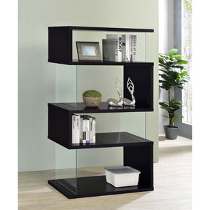 English Elm Elias Zigzag Four Tier Bookcase with Tempered Glass Panels for Modern Living B062P514422