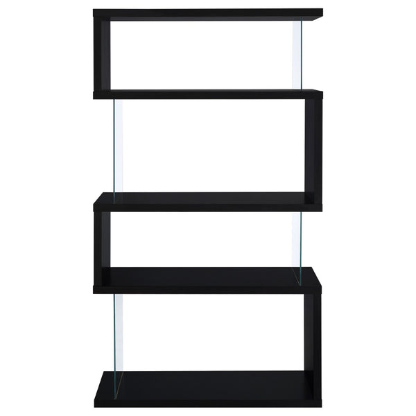 English Elm Elias Zigzag Four Tier Bookcase with Tempered Glass Panels for Modern Living B062P514422