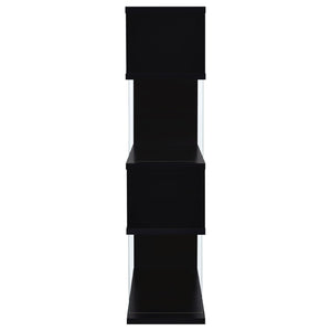 English Elm Elias Zigzag Four Tier Bookcase with Tempered Glass Panels for Modern Living B062P514422