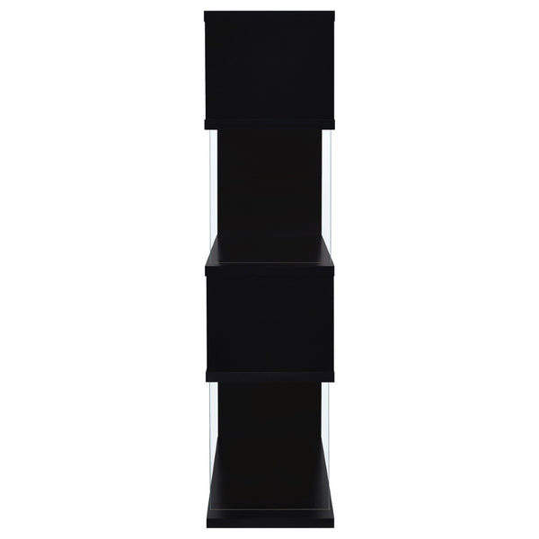 English Elm Elias Zigzag Four Tier Bookcase with Tempered Glass Panels for Modern Living B062P514422