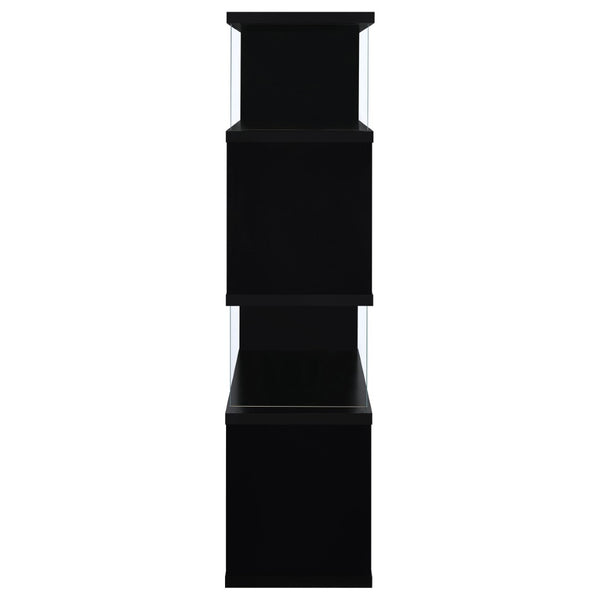 English Elm Elias Zigzag Four Tier Bookcase with Tempered Glass Panels for Modern Living B062P514422