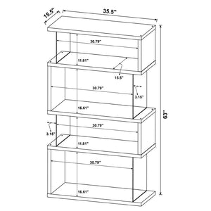 English Elm Elias Zigzag Four Tier Bookcase with Tempered Glass Panels for Modern Living B062P514422