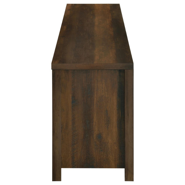 English Elm Clover Farmhouse Fireplace TV Stand with Barn Doors and Dark Pine Finish B062P514424