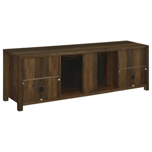 English Elm Clover Farmhouse Fireplace TV Stand with Barn Doors and Dark Pine Finish B062P514424