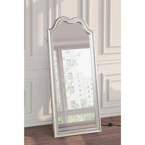 English Elm Colwood Led Full Length Floor Mirror with Arched Crown and Silver Oak Beveled Frame B062P514428
