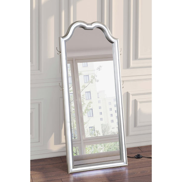 English Elm Colwood Led Full Length Floor Mirror with Arched Crown and Silver Oak Beveled Frame B062P514428