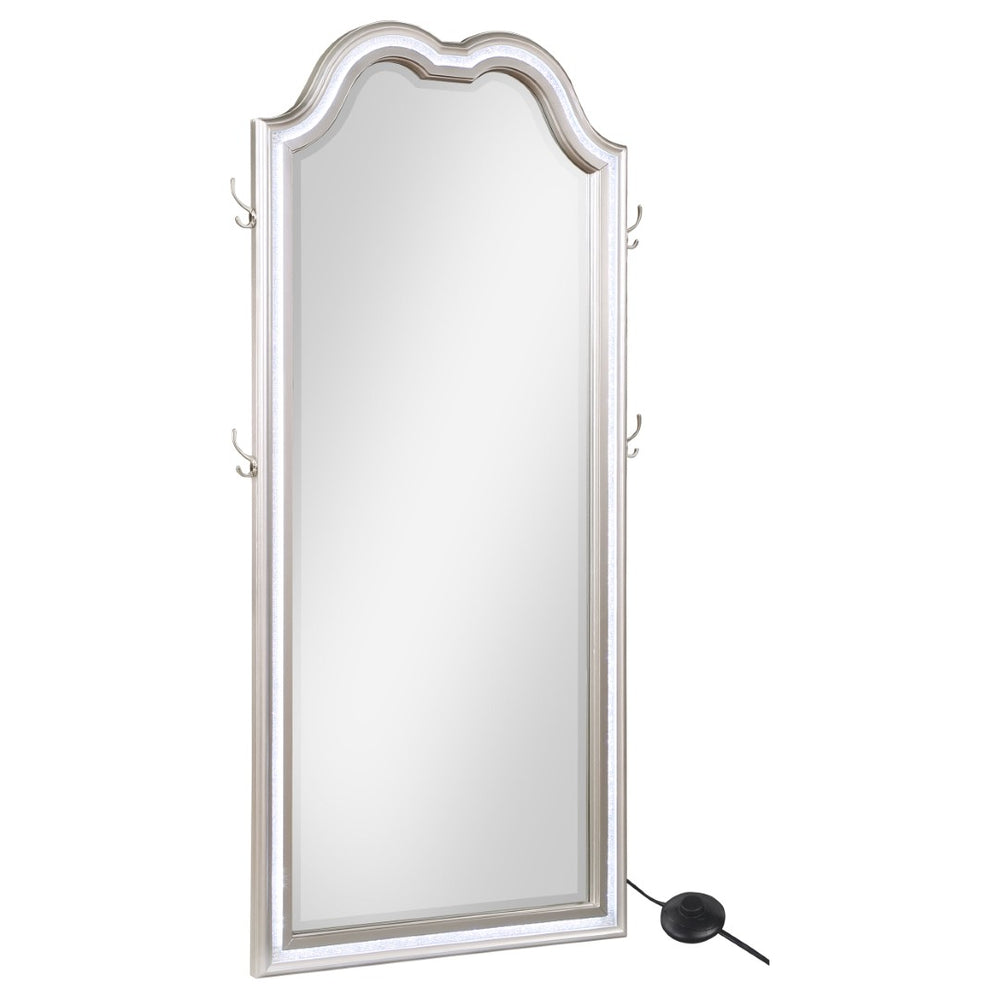 English Elm Colwood Led Full Length Floor Mirror with Arched Crown and Silver Oak Beveled Frame B062P514428