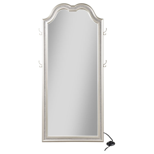 English Elm Colwood Led Full Length Floor Mirror with Arched Crown and Silver Oak Beveled Frame B062P514428