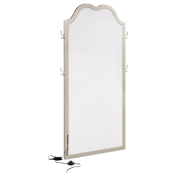 English Elm Colwood Led Full Length Floor Mirror with Arched Crown and Silver Oak Beveled Frame B062P514428