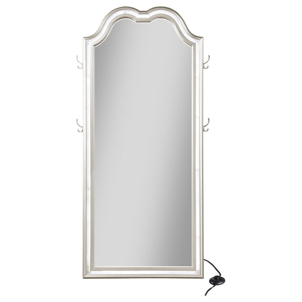 English Elm Colwood Led Full Length Floor Mirror with Arched Crown and Silver Oak Beveled Frame B062P514428
