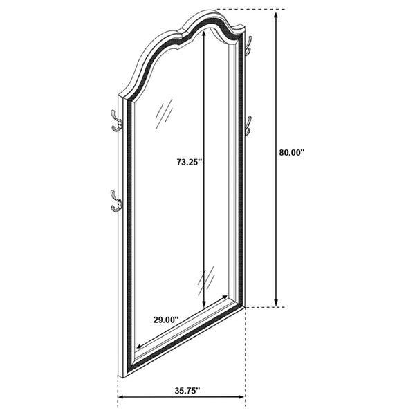 English Elm Colwood Led Full Length Floor Mirror with Arched Crown and Silver Oak Beveled Frame B062P514428