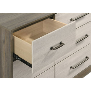 English Elm Edmondson Nine Drawer Dresser Two Tone Wood Grain Finish with Antique Nickel Hardware B062P514455