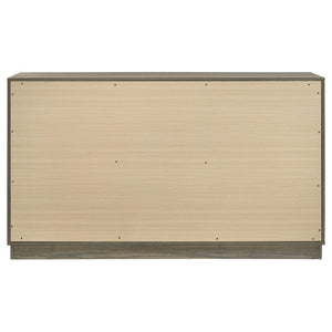 English Elm Edmondson Nine Drawer Dresser Two Tone Wood Grain Finish with Antique Nickel Hardware B062P514455