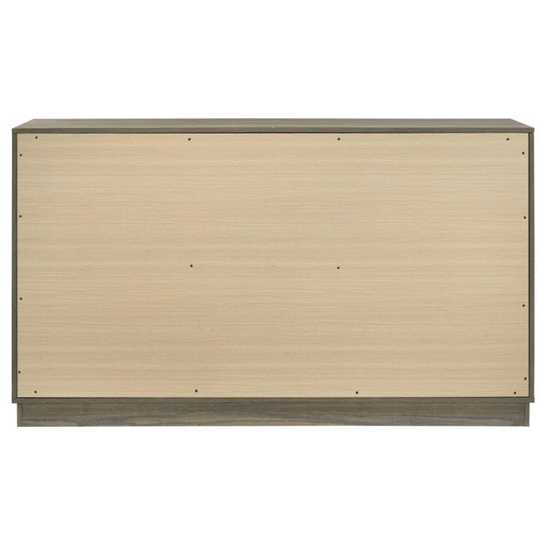 English Elm Edmondson Nine Drawer Dresser Two Tone Wood Grain Finish with Antique Nickel Hardware B062P514455