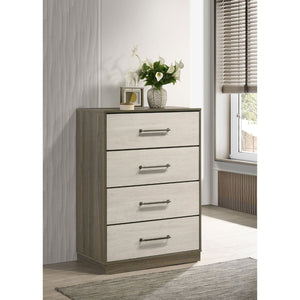 English Elm Edmondson Four Drawer Chest Two Tone Oak Finish Floating Base Bedroom Storage B062P514456
