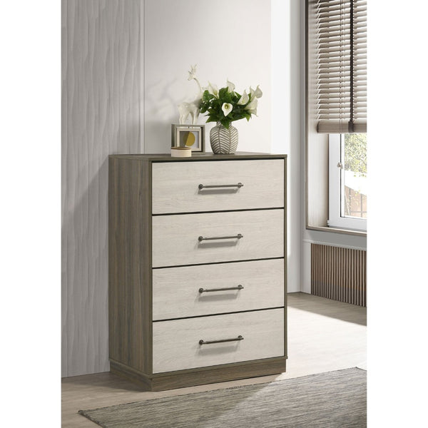 English Elm Edmondson Four Drawer Chest Two Tone Oak Finish Floating Base Bedroom Storage B062P514456
