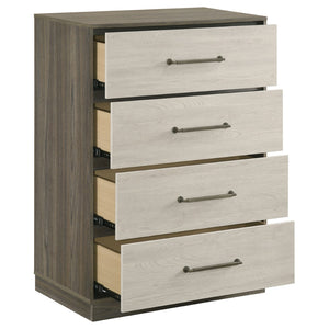 English Elm Edmondson Four Drawer Chest Two Tone Oak Finish Floating Base Bedroom Storage B062P514456