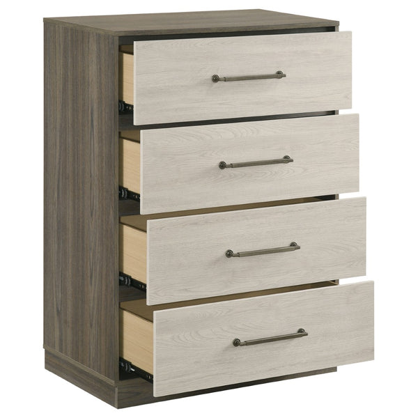 English Elm Edmondson Four Drawer Chest Two Tone Oak Finish Floating Base Bedroom Storage B062P514456