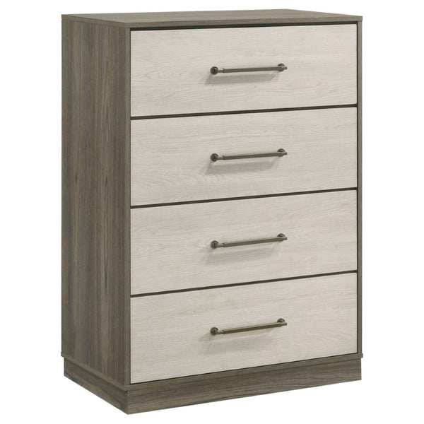English Elm Edmondson Four Drawer Chest Two Tone Oak Finish Floating Base Bedroom Storage B062P514456