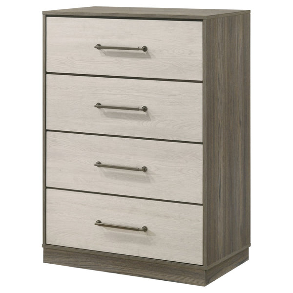 English Elm Edmondson Four Drawer Chest Two Tone Oak Finish Floating Base Bedroom Storage B062P514456
