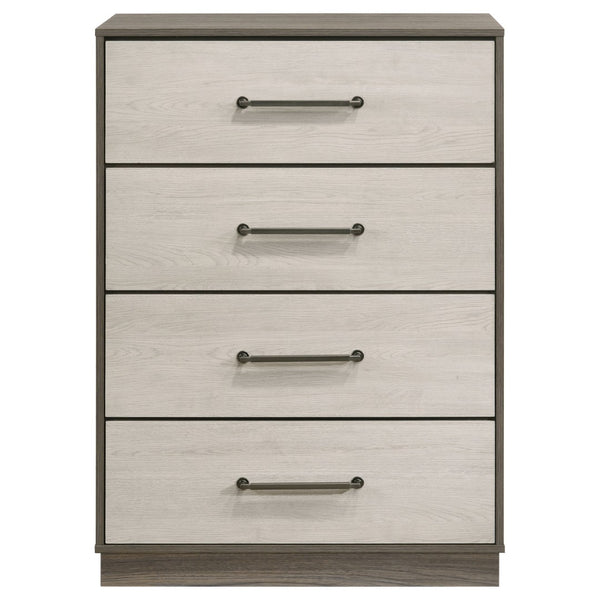 English Elm Edmondson Four Drawer Chest Two Tone Oak Finish Floating Base Bedroom Storage B062P514456