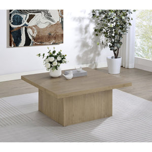 English Elm Eldridge Square Coffee Table Bold Pedestal Base Matte Finish for Modern Living Rooms Latte B062P514463