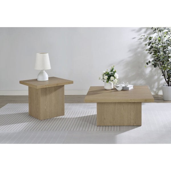 English Elm Eldridge Square Coffee Table Bold Pedestal Base Matte Finish for Modern Living Rooms Latte B062P514463