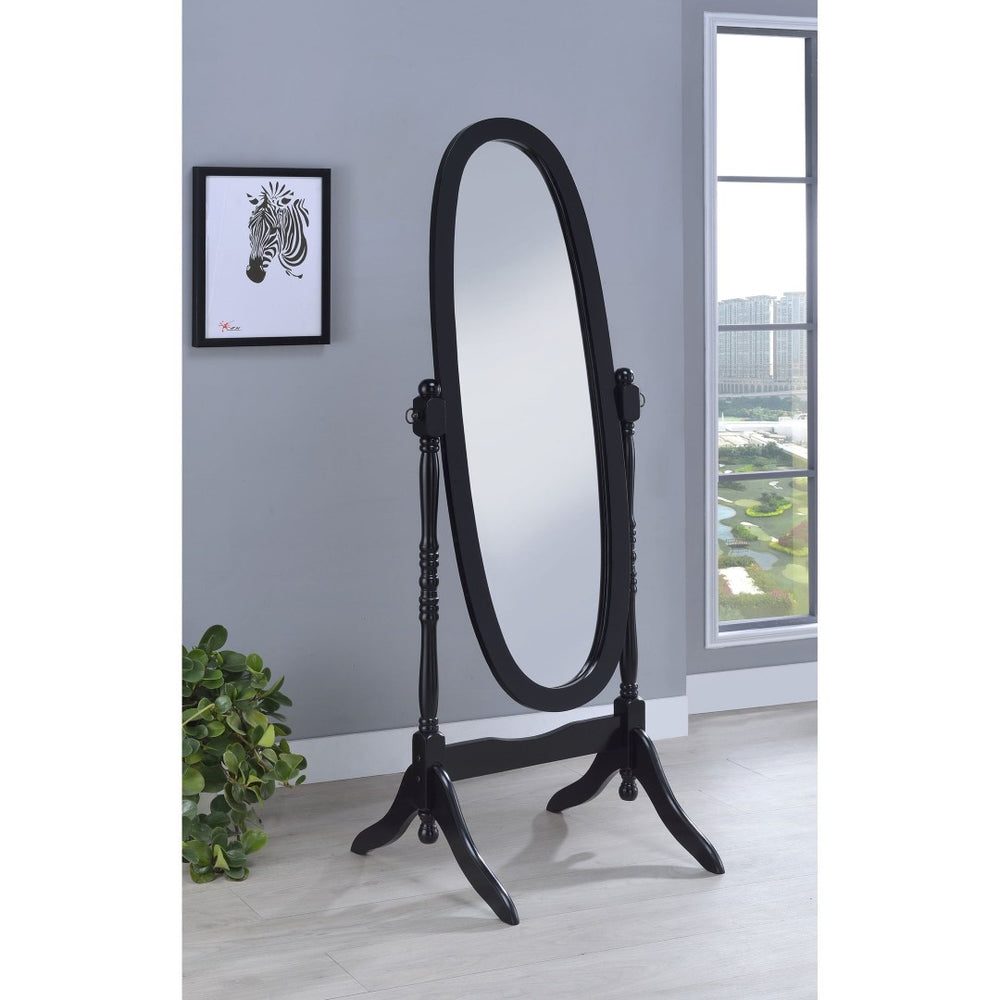 English Elm Dunne Oval Full Length Cheval Mirror Matte Black Frame Pivoting Bedroom Stand B062P516886