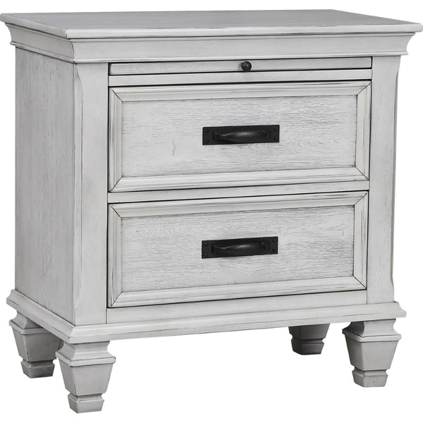 English Elm Lockeford Farmhouse Nightstand with Soft Close Drawers Pull Out Tray Carved Legs B062P516889