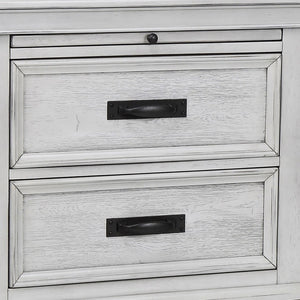 English Elm Lockeford Farmhouse Nightstand with Soft Close Drawers Pull Out Tray Carved Legs B062P516889