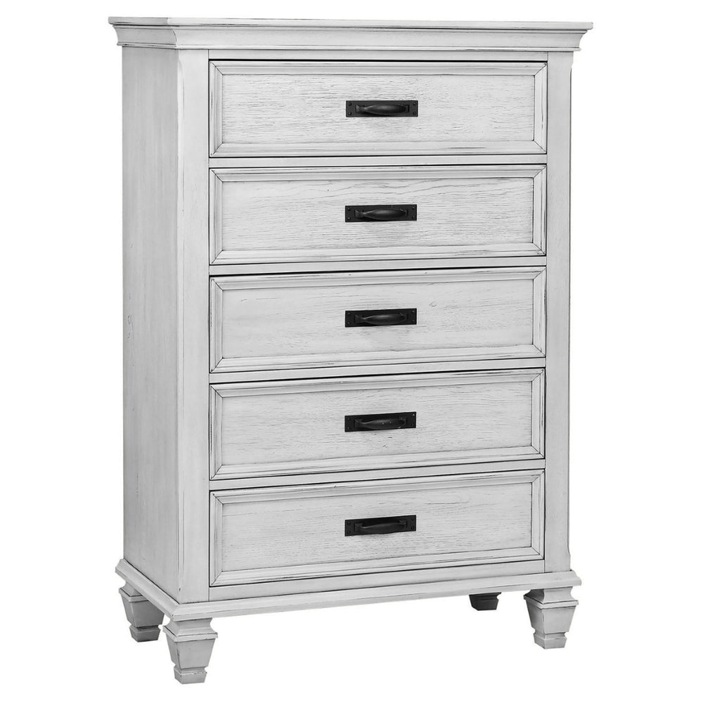 English Elm Lockeford Five Drawer Tall Chest Wire Brushed Finish Farmhouse Bedroom Storage B062P516893