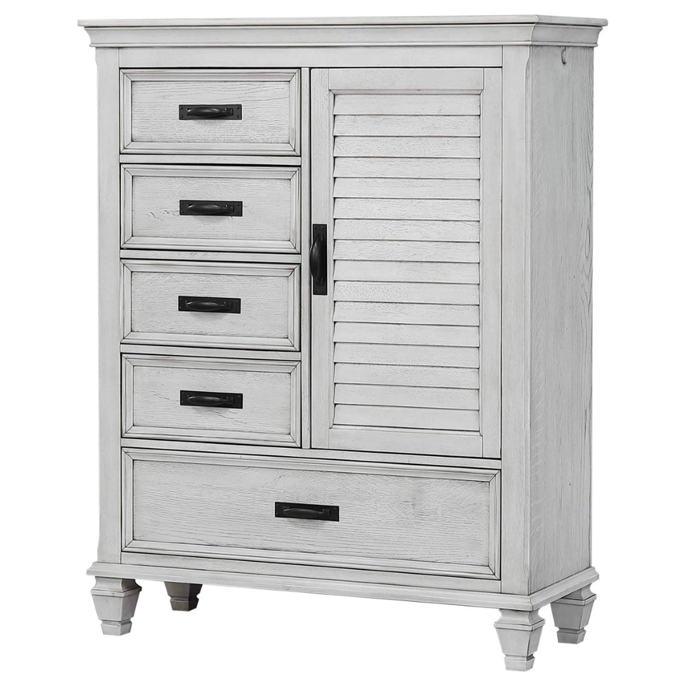 English Elm Lockeford Wire-brushed Farmhouse Door Chest with Five Drawers and Enclosed Cabinet B062P516901