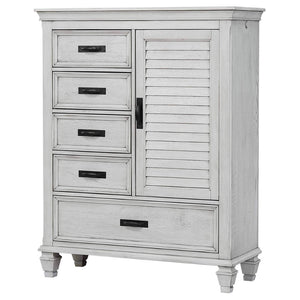 English Elm Lockeford Wire-brushed Farmhouse Door Chest with Five Drawers and Enclosed Cabinet B062P516901