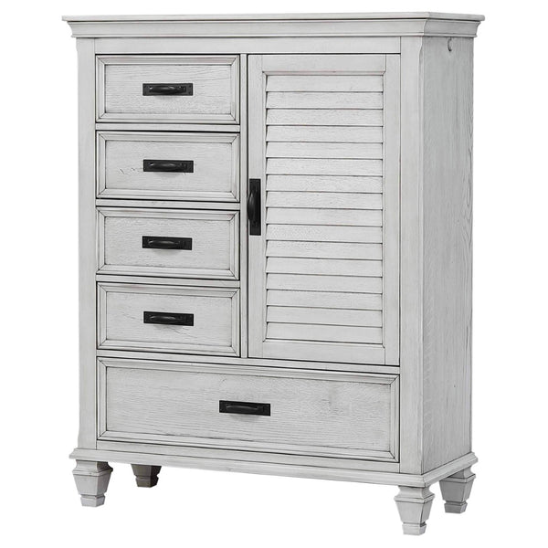 English Elm Lockeford Wire-brushed Farmhouse Door Chest with Five Drawers and Enclosed Cabinet B062P516901