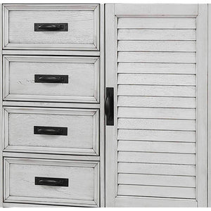 English Elm Lockeford Wire-brushed Farmhouse Door Chest with Five Drawers and Enclosed Cabinet B062P516901
