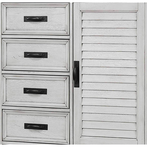 English Elm Lockeford Wire-brushed Farmhouse Door Chest with Five Drawers and Enclosed Cabinet B062P516901