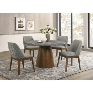 English Elm Hutchins Quilted Upholstered Dining Chair Set Rubberwood Legs Transitional Style B062P516922