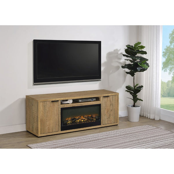 English Elm Lodi Mango Wood Grain Fireplace Tv Stand with Storage Doors for Living Rooms B062P516926