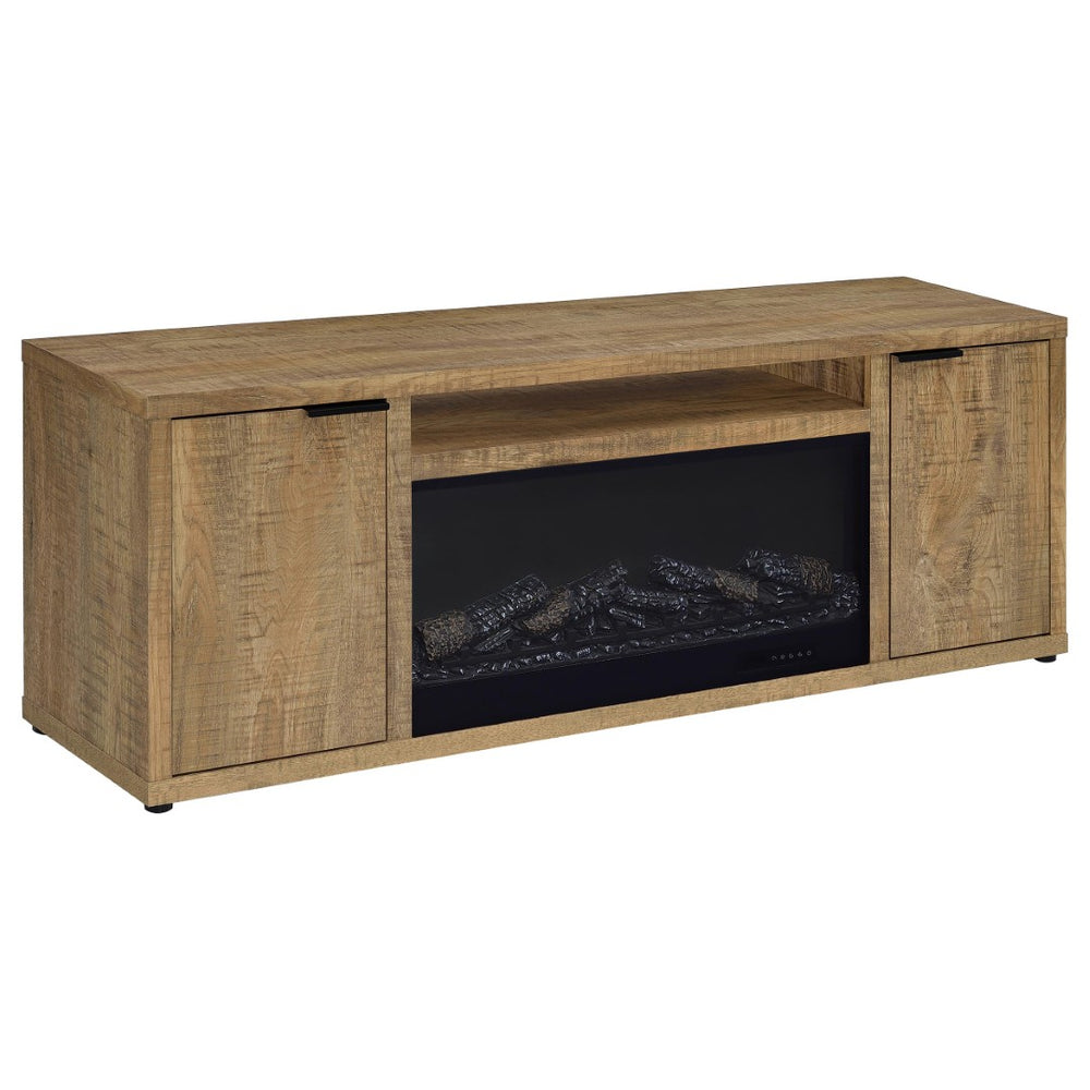 English Elm Lodi Mango Wood Grain Fireplace Tv Stand with Storage Doors for Living Rooms B062P516926