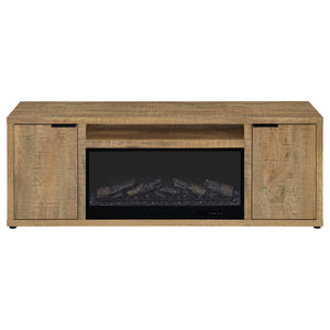 English Elm Lodi Mango Wood Grain Fireplace Tv Stand with Storage Doors for Living Rooms B062P516926