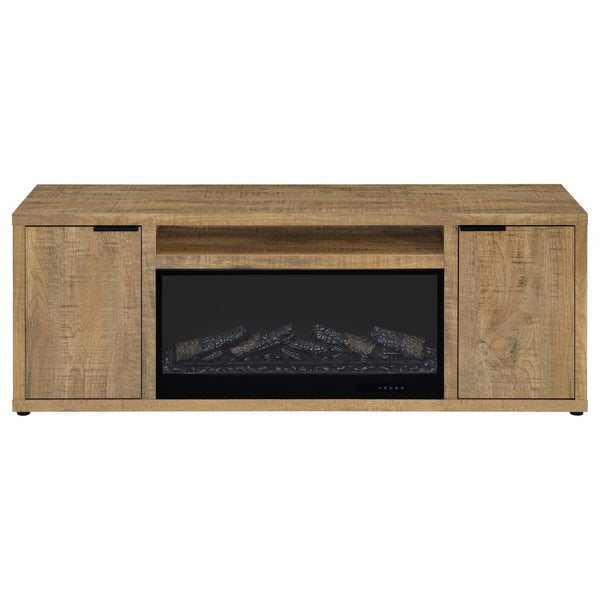 English Elm Lodi Mango Wood Grain Fireplace Tv Stand with Storage Doors for Living Rooms B062P516926