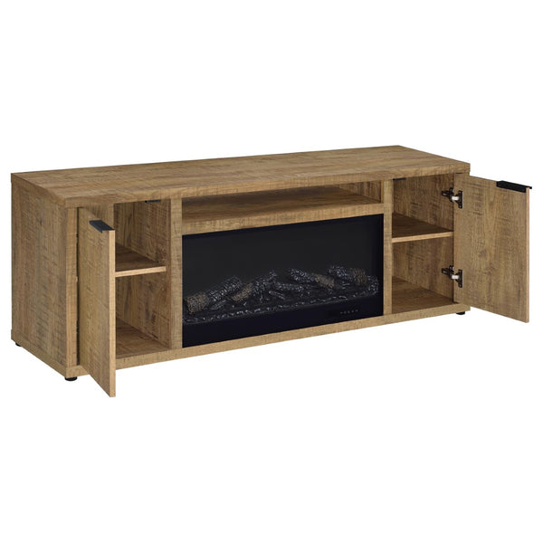 English Elm Lodi Mango Wood Grain Fireplace Tv Stand with Storage Doors for Living Rooms B062P516926