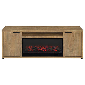 English Elm Lodi Mango Wood Grain Fireplace Tv Stand with Storage Doors for Living Rooms B062P516926