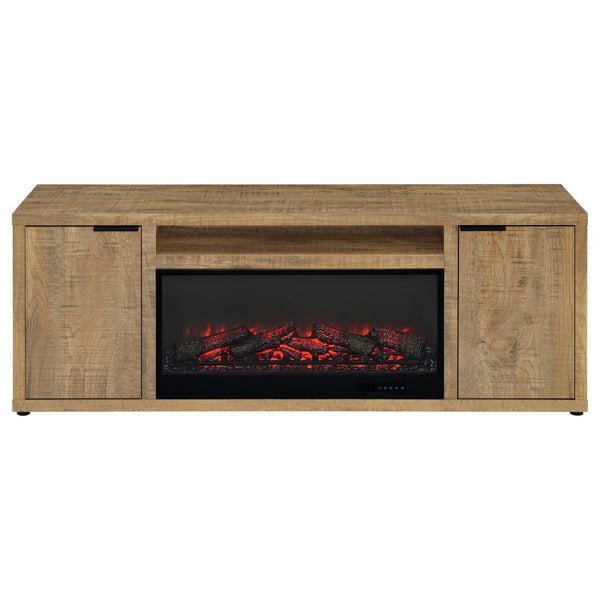 English Elm Lodi Mango Wood Grain Fireplace Tv Stand with Storage Doors for Living Rooms B062P516926