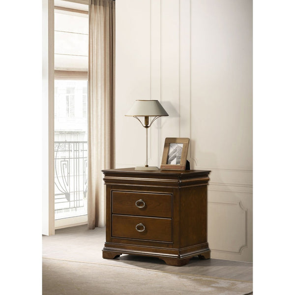 English Elm Leonide Cherry Wood 2-drawer Nightstand with Usb Charging and Felt Jewelry Storage B062P516945