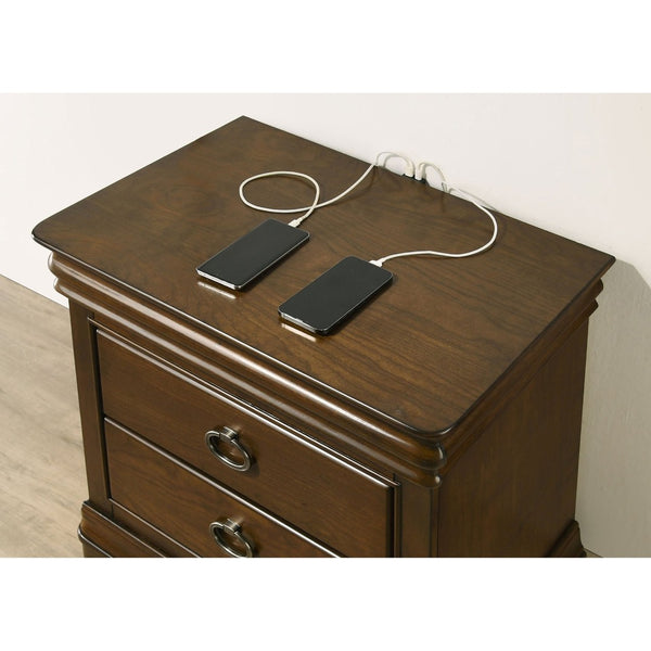 English Elm Leonide Cherry Wood 2-drawer Nightstand with Usb Charging and Felt Jewelry Storage B062P516945