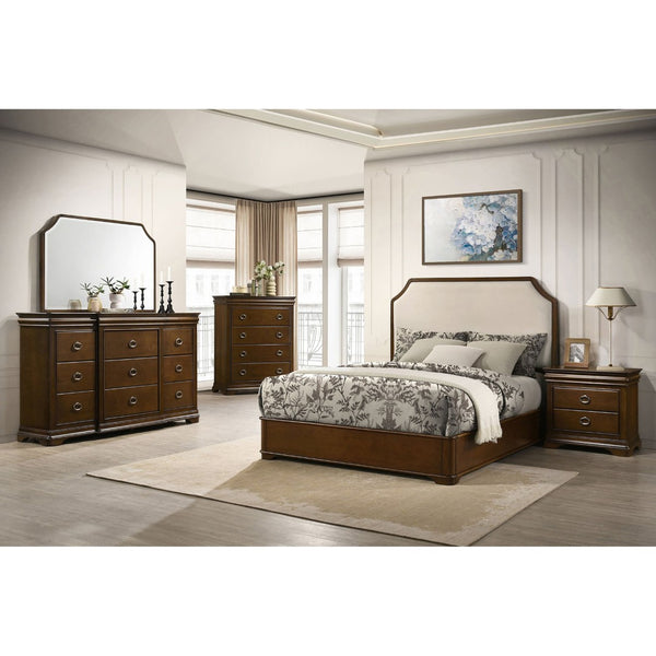 English Elm Leonide Cherry Wood 2-drawer Nightstand with Usb Charging and Felt Jewelry Storage B062P516945