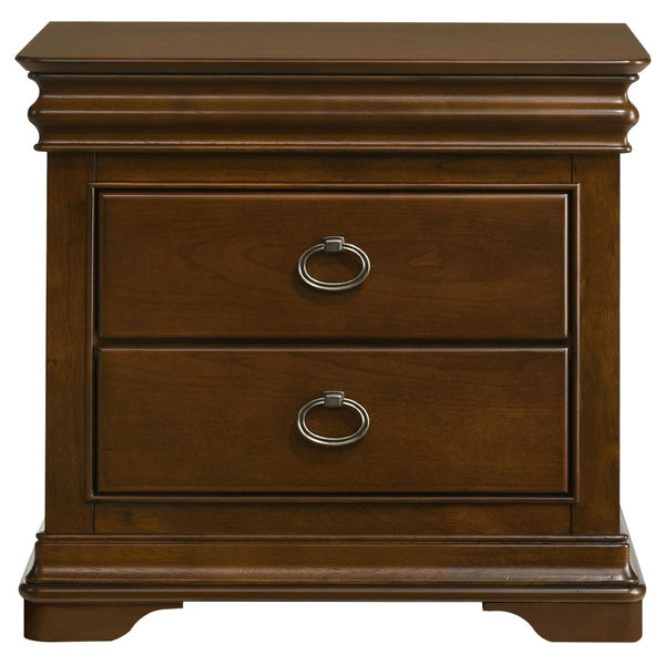 English Elm Leonide Cherry Wood 2-drawer Nightstand with Usb Charging and Felt Jewelry Storage B062P516945