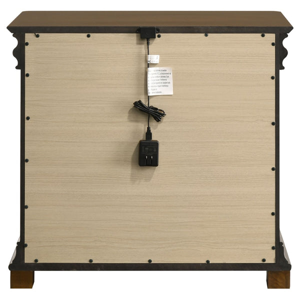 English Elm Leonide Cherry Wood 2-drawer Nightstand with Usb Charging and Felt Jewelry Storage B062P516945